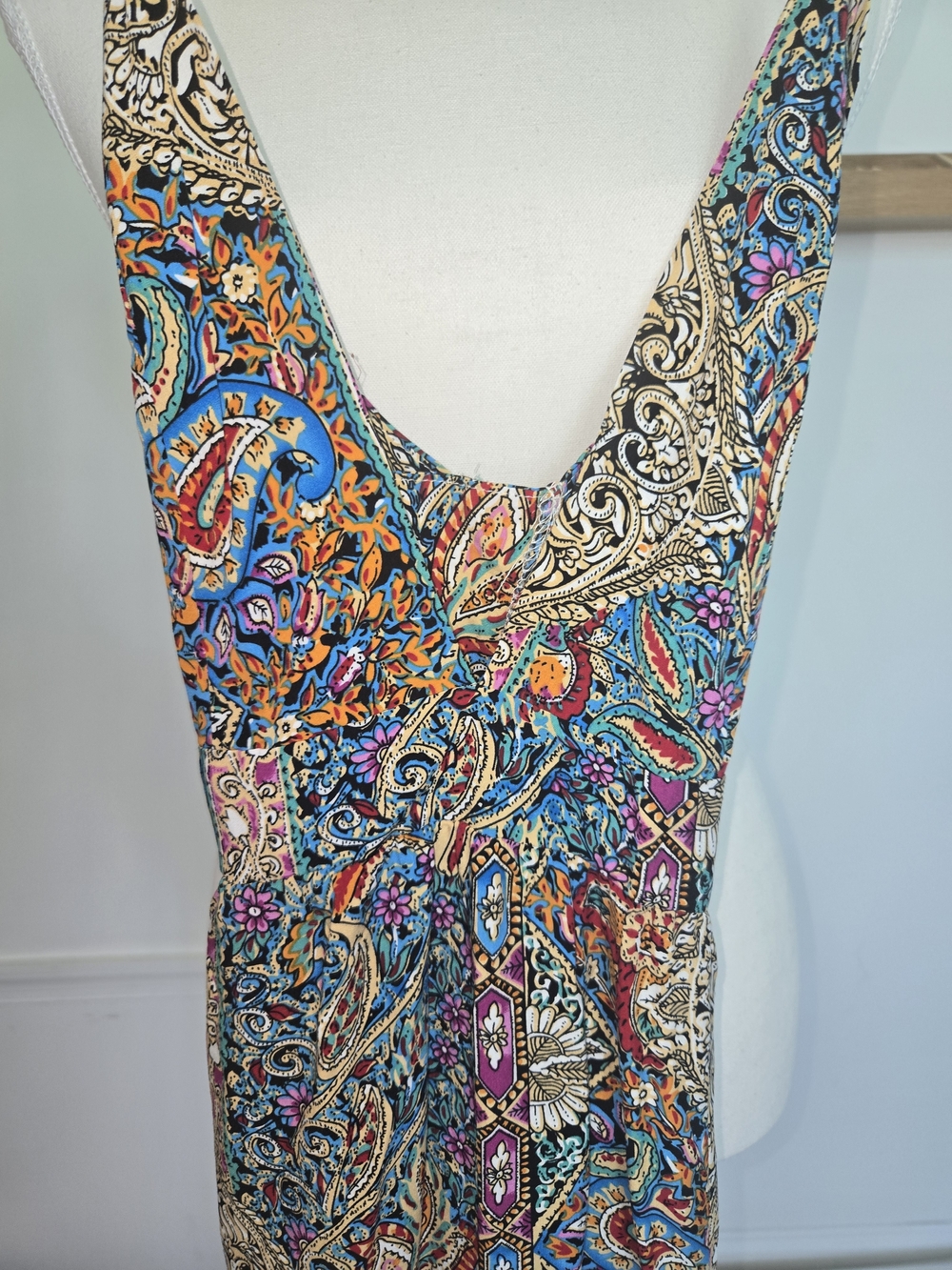 NWT Boho V-Neck Multicolor Maxi Dress with Side Slit Womens Size S - Picture 9 of 10